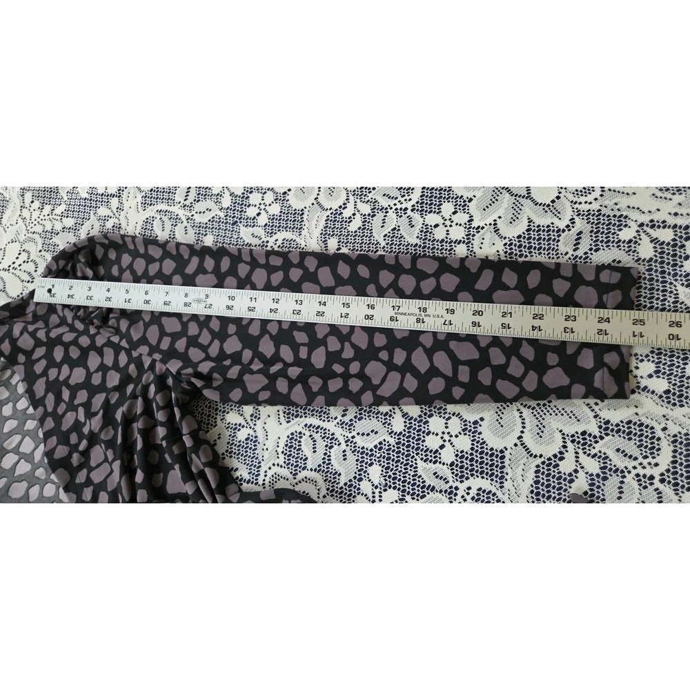 Ann Taylor Wrap Dress 14 Black/Gray Animal Print Midi Long Sleeve Stretch NWT - Picture 7 of 10